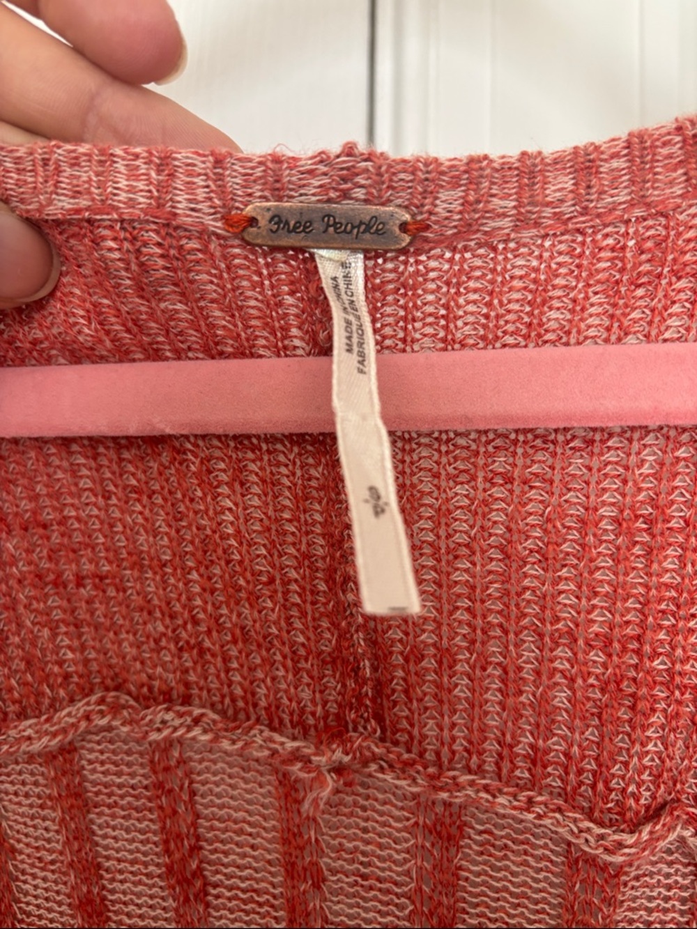 Free People Coral Rust Ribbed V-Neck Cardigan - Picture 2 of 5